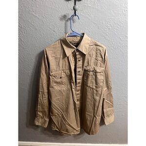 Walls Shirt Men‎ Size Medium Beige Pearl Snap Ranchwear Cowboy Work Rodeo